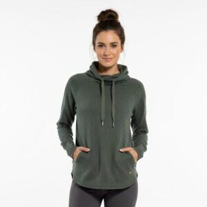Shambhala Cowl Neck Women's Olive Green Pullover Hoodie Size XS